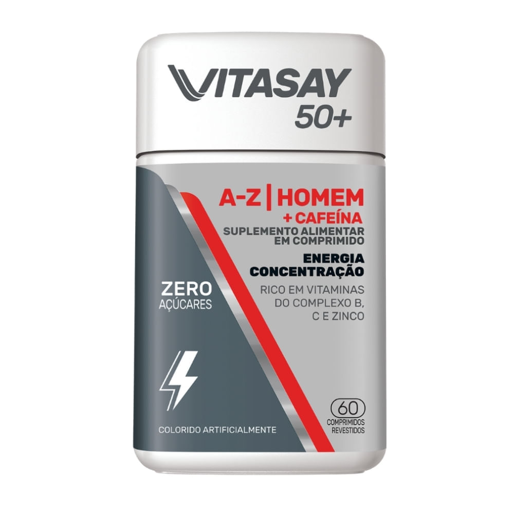 Encontraproduto.com.br - Vitasay 50+ Homen A-Z+Cafeina com 60 comprimidos