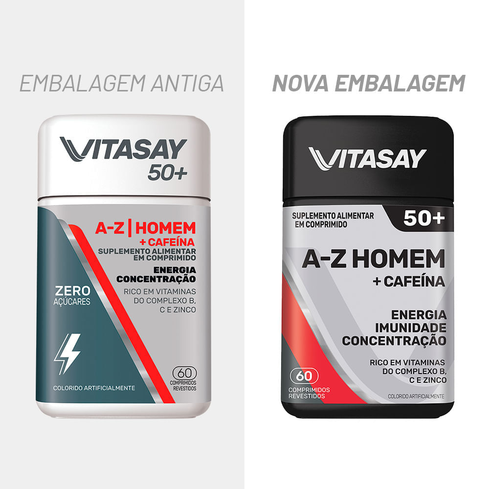 Encontraproduto.com.br - Vitasay 50+ Homen A-Z+Cafeina com 60 comprimidos