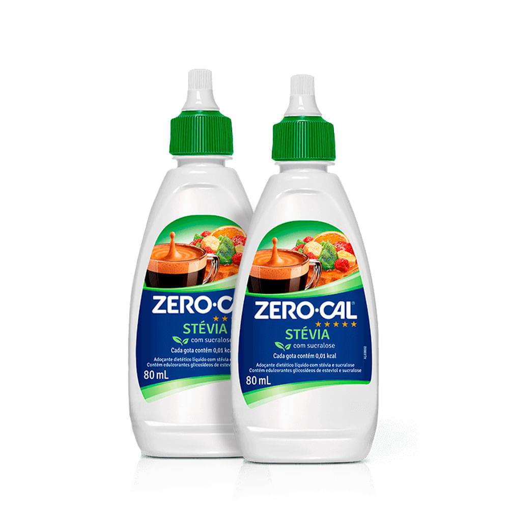 Kit 2 Adoçantes Zero-Cal Stevia Líquido 80ml