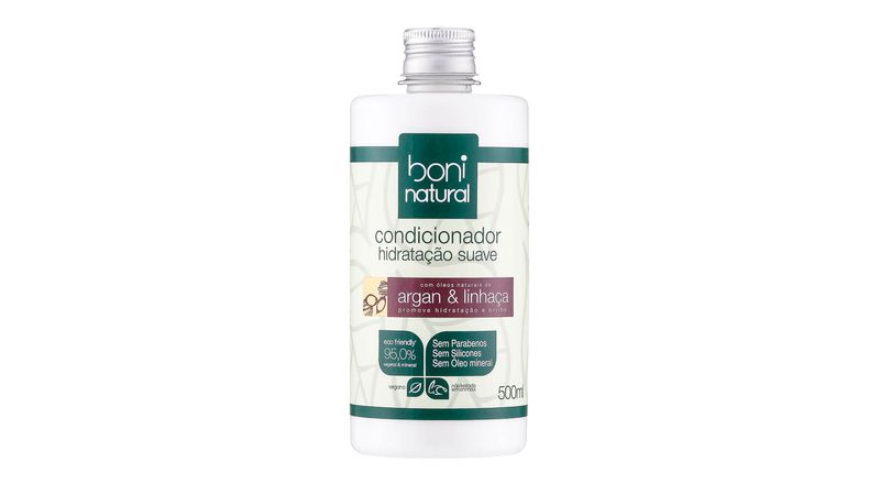 Shampoo Natural e Vegano Hidratação Suave Argan & Linhaça - Boni