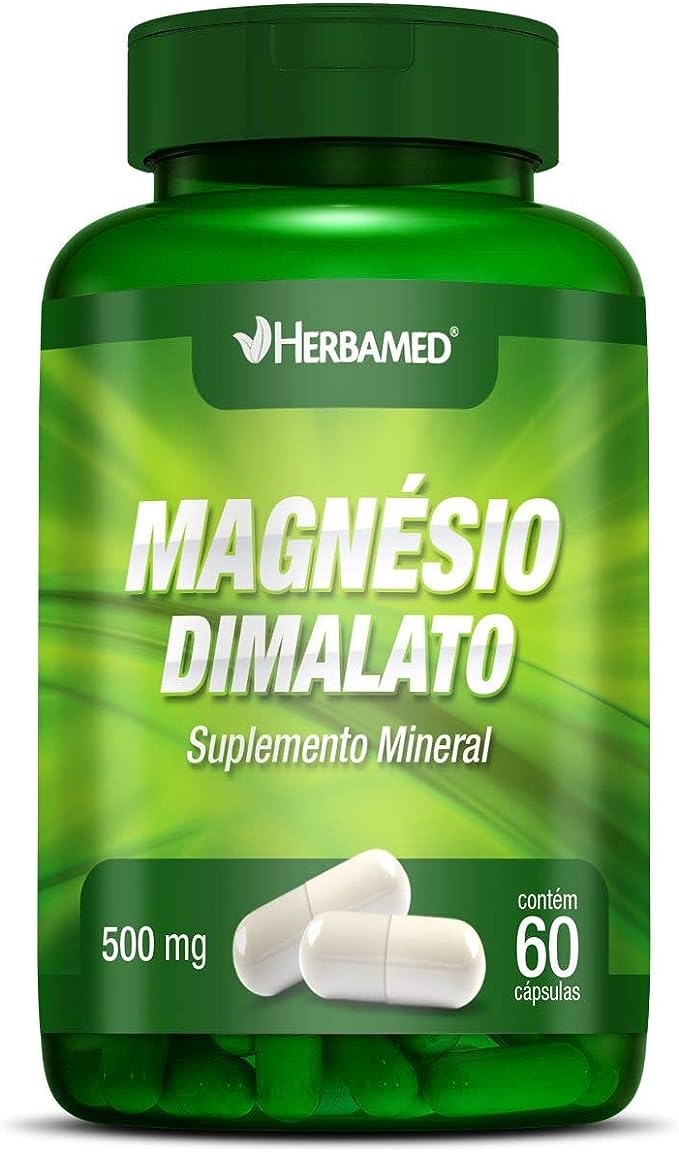 Magnésio Dimalato Herbamed 60 Cápsulas 500mg - Farmadelivery