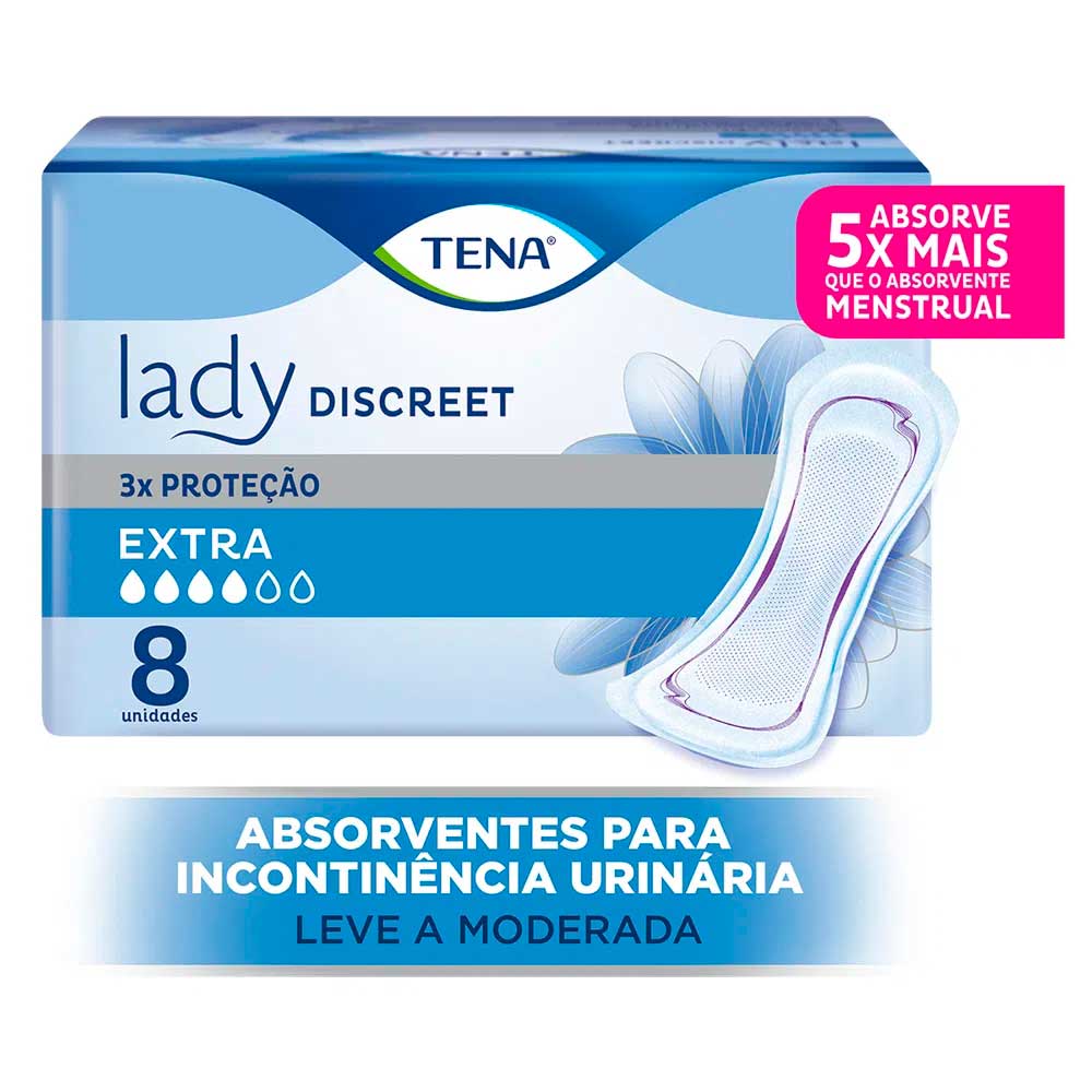 Absorvente Para Incontinência Urinária Tena Lady Discreet Super 8