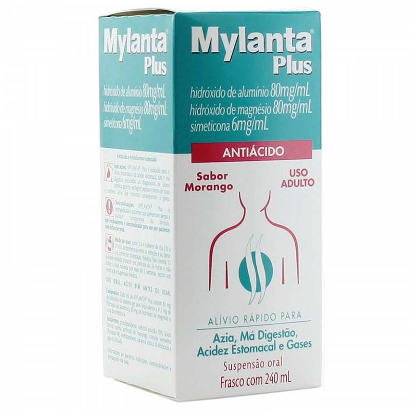 Mylanta Plus Sabor Morango Suspensão Oral 240mL - Farmadelivery