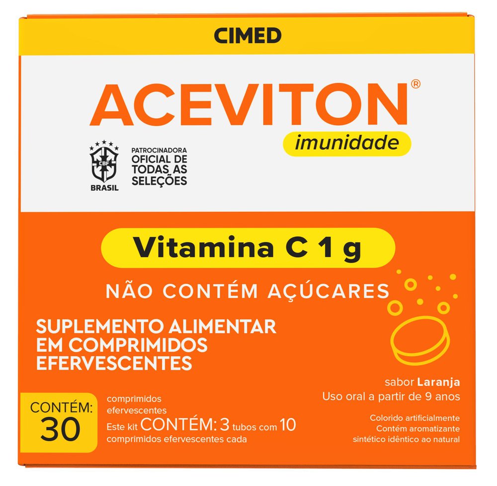 Aceviton Efervescente Laranja 1g 30 Comprimidos em Oferta - Farmadelivery