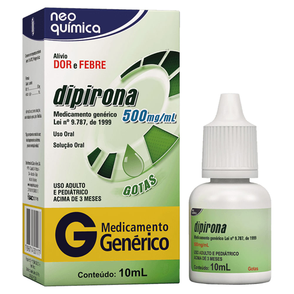 Dipirona Sódica Genérico Neo Química 500mg Gotas 10ml - Farmadelivery