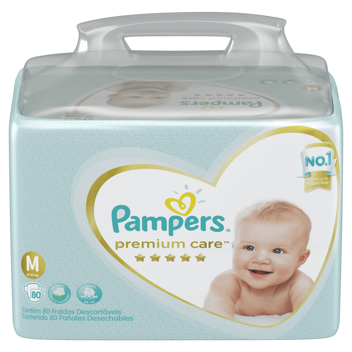 Fralda Pampers Premium Care Jumbo Tamanho M Com 80 Unidades Farmadelivery