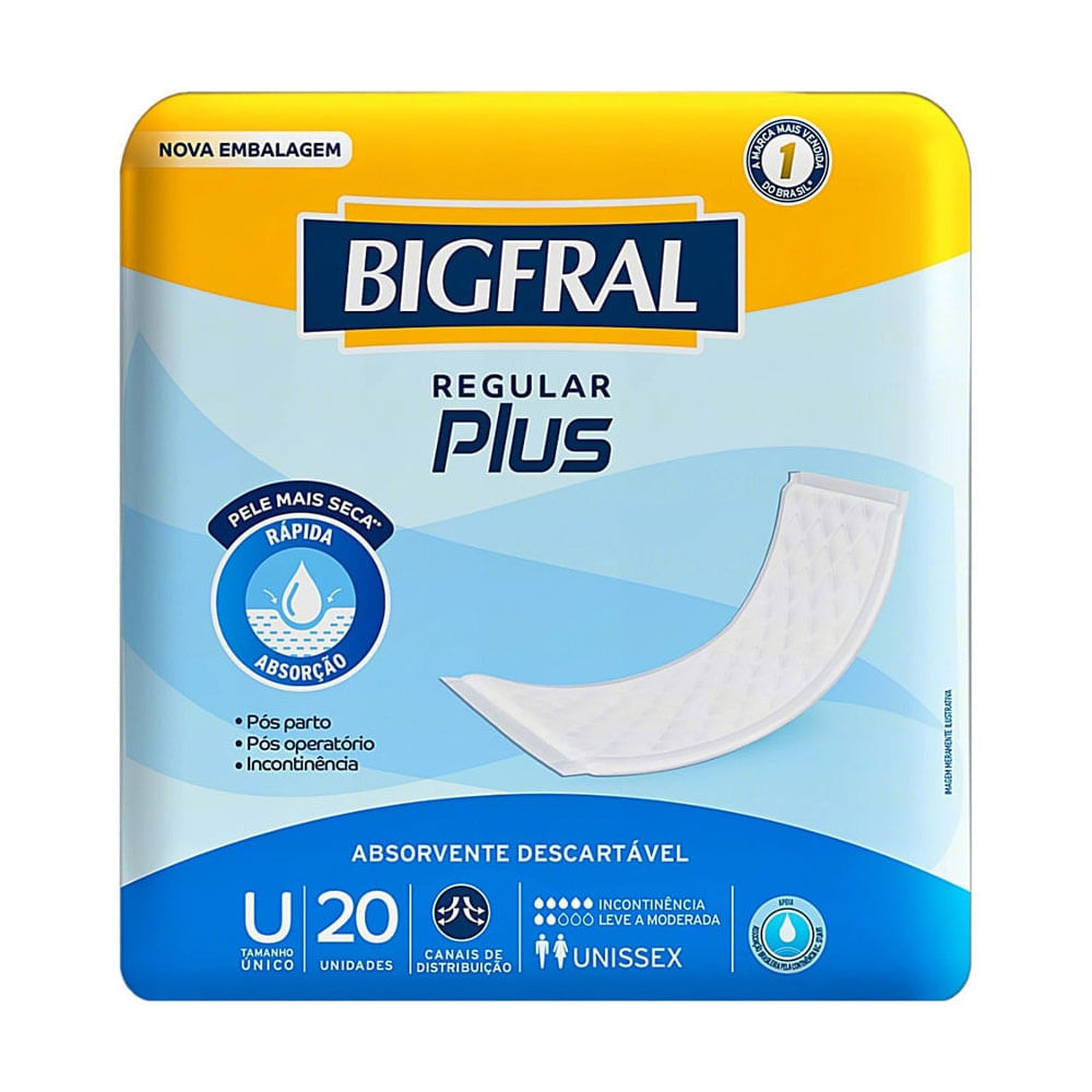 Absorvente Bigfral Regular Plus Com 20 Unidades - BIGMAXI